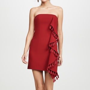 Red Strapless Fringe Dress